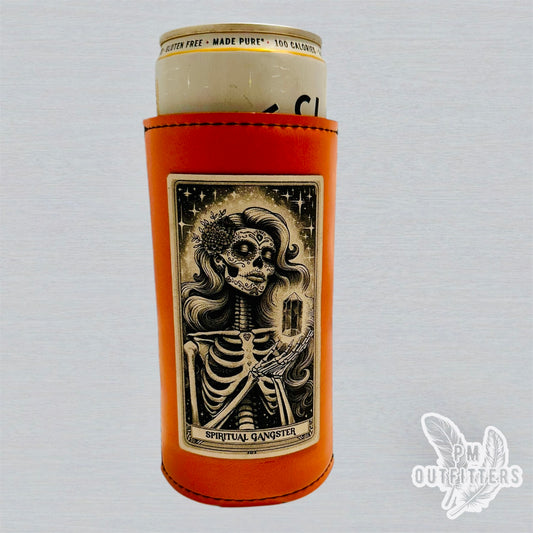 Spiritual Gangster Tarot Card Custom Design Leatherette Slim Can Koozie