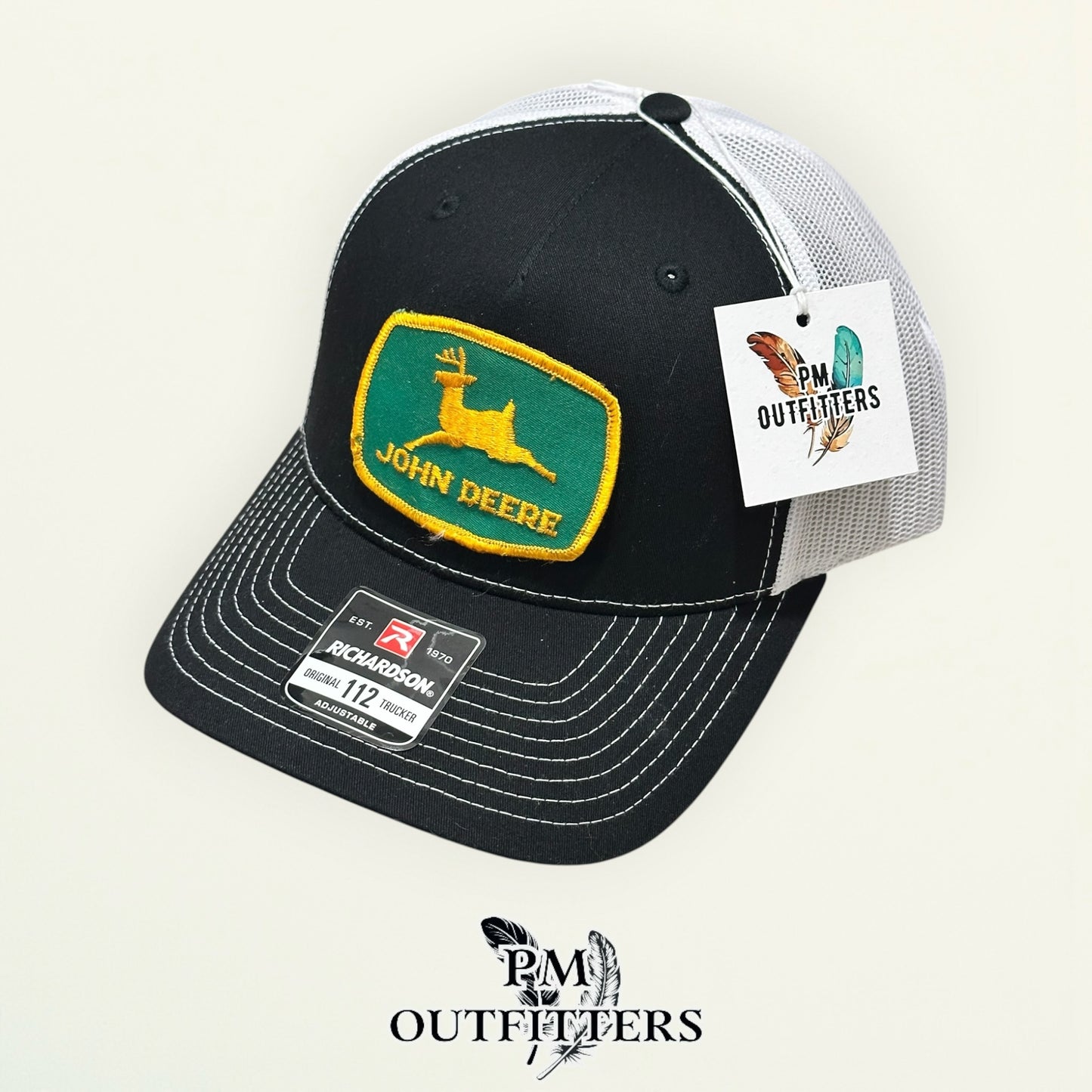 John Deere True Vintage Patch Trucker Hat – PM Outfitters | Richardson 112 Black White Authentic Farm Heritage Collectible