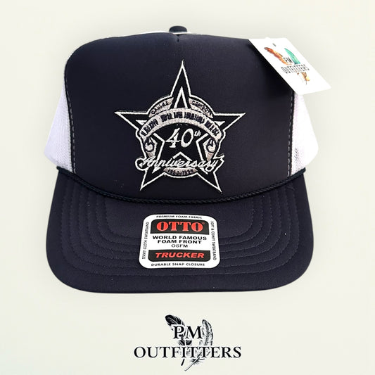 PM Outfitters Dallas Cowboys 40th Anniversary embroidered patch Otto foam front rope navy white trucker hat