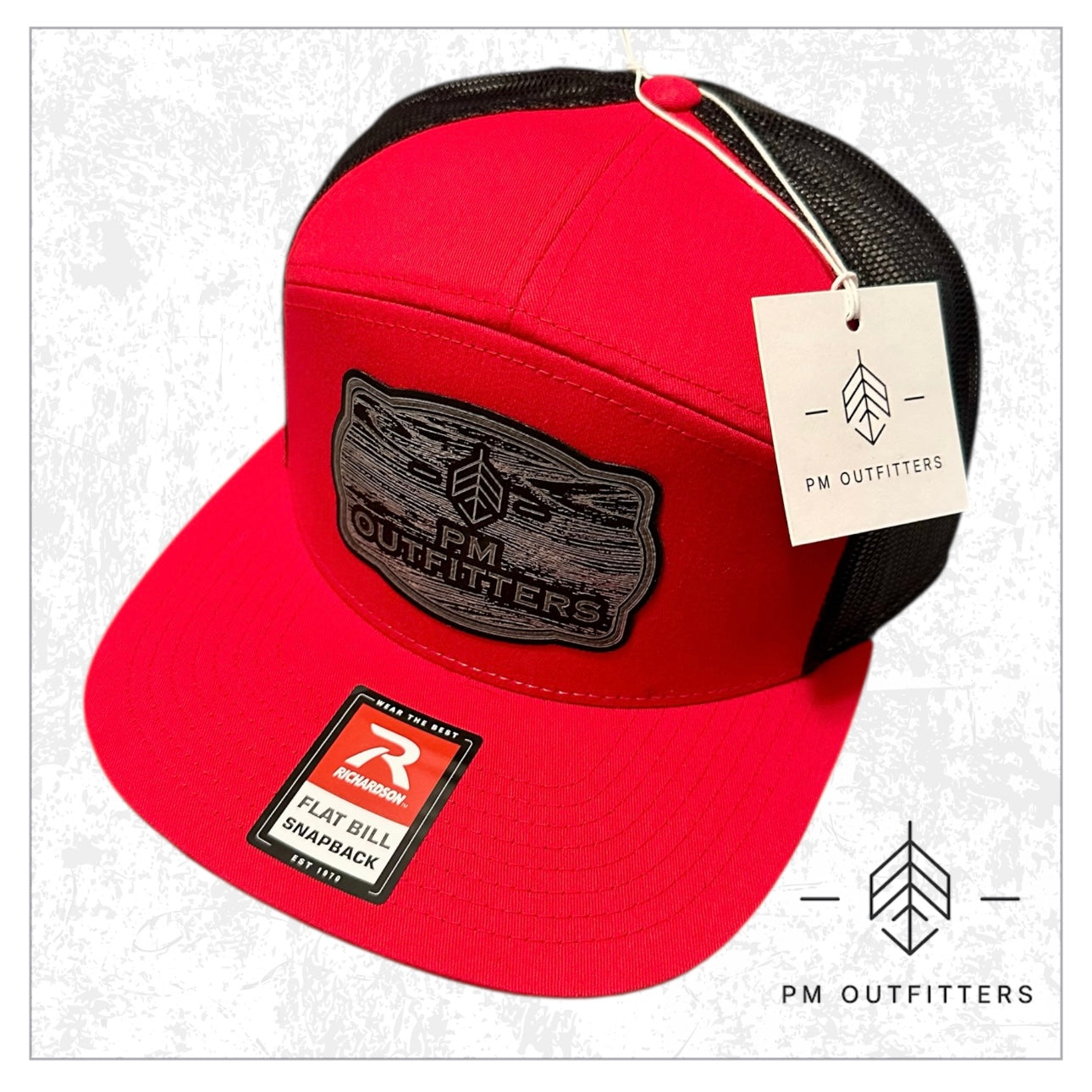 PM Outfitters Wood Grain Logo Patch 7-Panel Trucker Hat