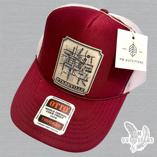 Custom Design MSU Starkville Map Foam Front Rope Trucker Hat