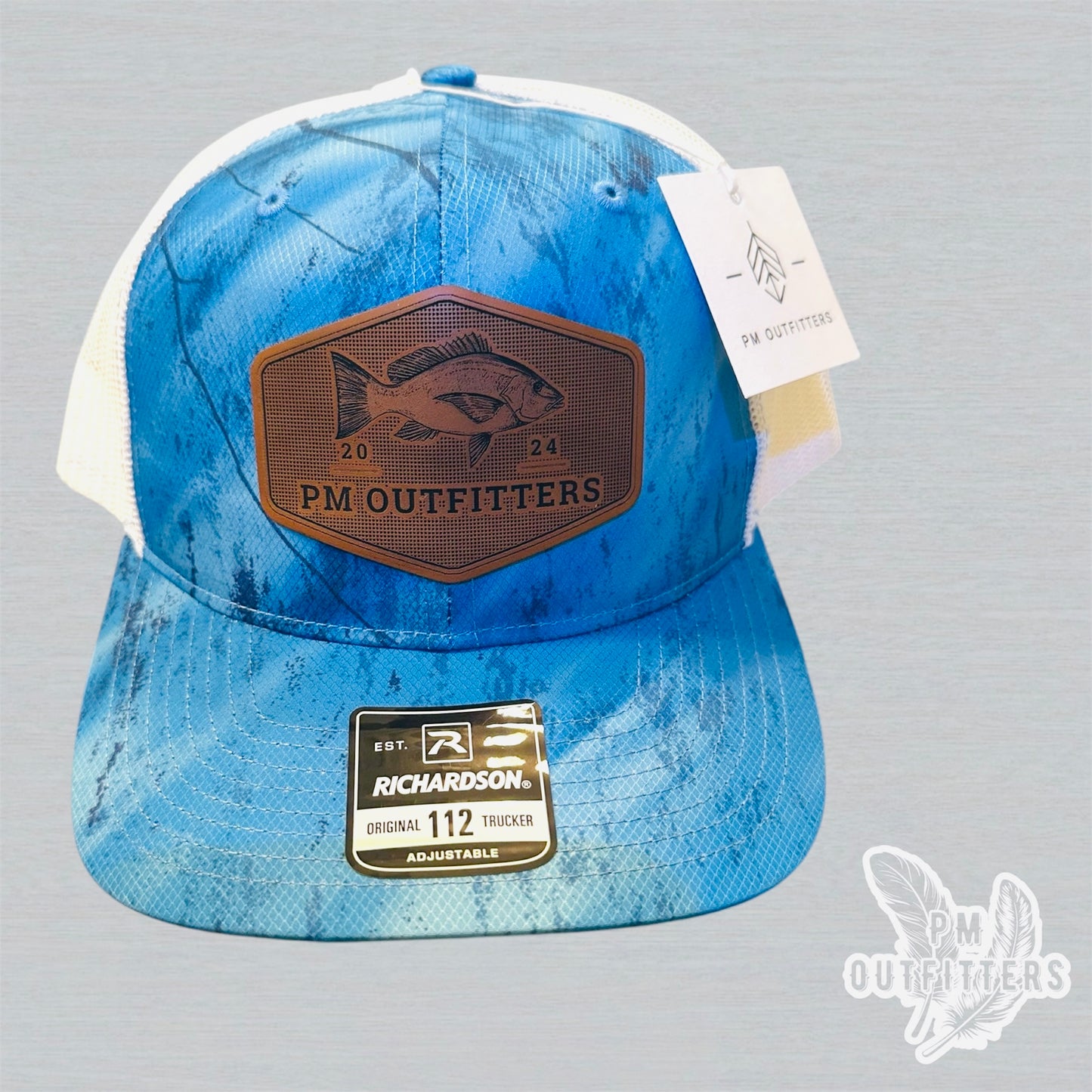 PM Outfitters Custom Logo Red Snapper Patch | Realtree Fishing Richardson 112 Trucker Hat