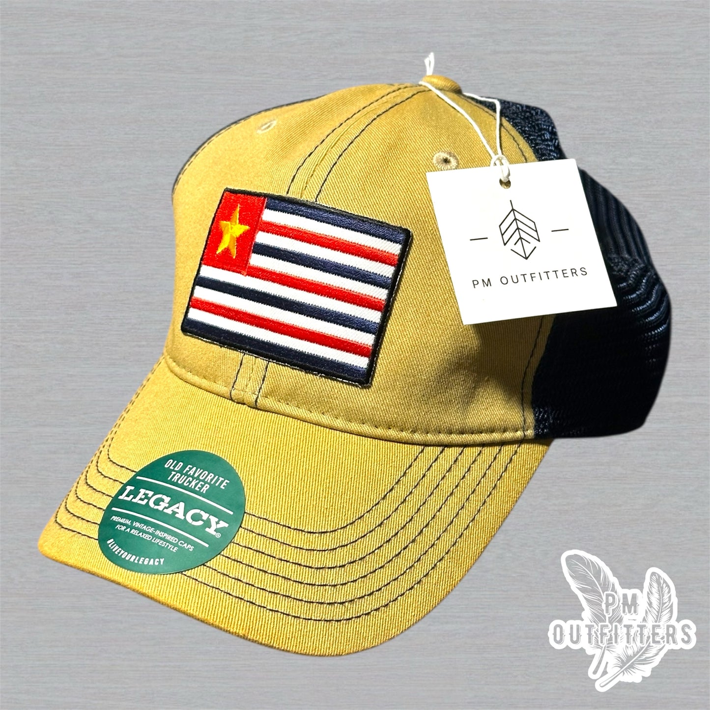 Retro 1861 Louisiana State Flag Patch - Khaki & Navy Legacy Trucker Hat