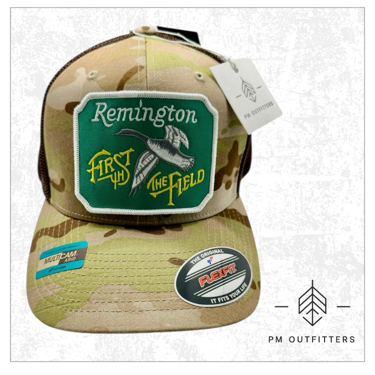 Vintage Remington Firearms “First in the Field” Camo FlexFit Trucker