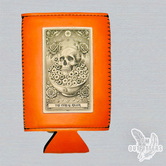 The Cereal Killer Tarot Card Custom Design Leatherette Slim Can Koozie