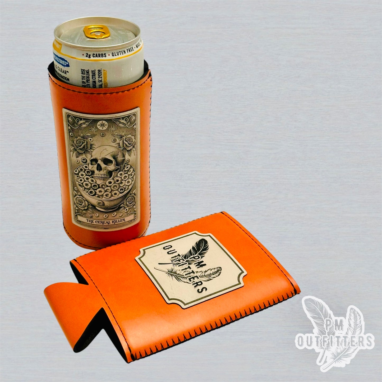 The Cereal Killer Tarot Card Custom Design Leatherette Slim Can Koozie