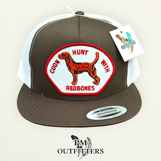 Coon Hunt With Redbones patch detail Redbone Coonhound illustration