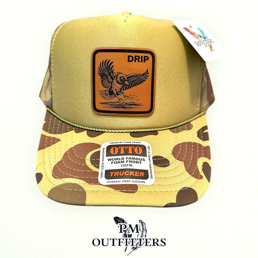 DRIP Mallard Duck Laser Engraved Patch Hat | Otto Foam Rope Trucker Green Camo | PM Outfitters Exclusive Design