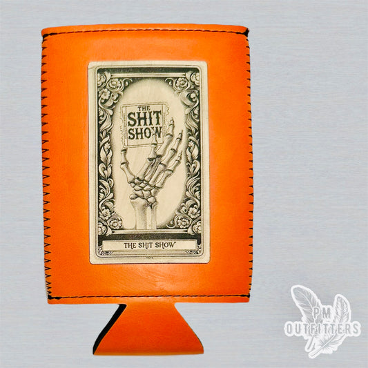 The Shit Show Tarot Card Custom Design Leatherette Slim Can Koozie
