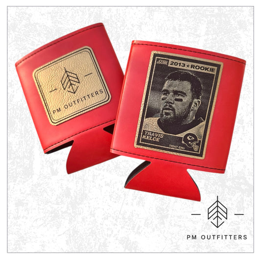 Travis Kelce Rookie Card Leatherette Koozie