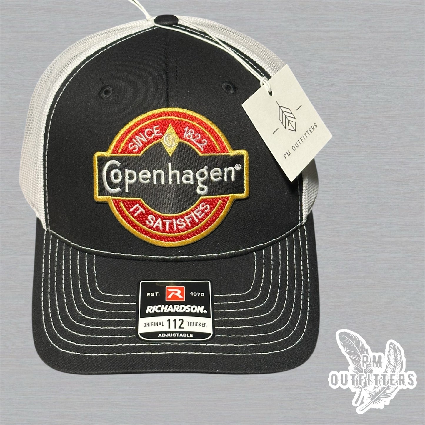 Black & White Richardson 112 Trucker Hat with Copenhagen Vintage Patch