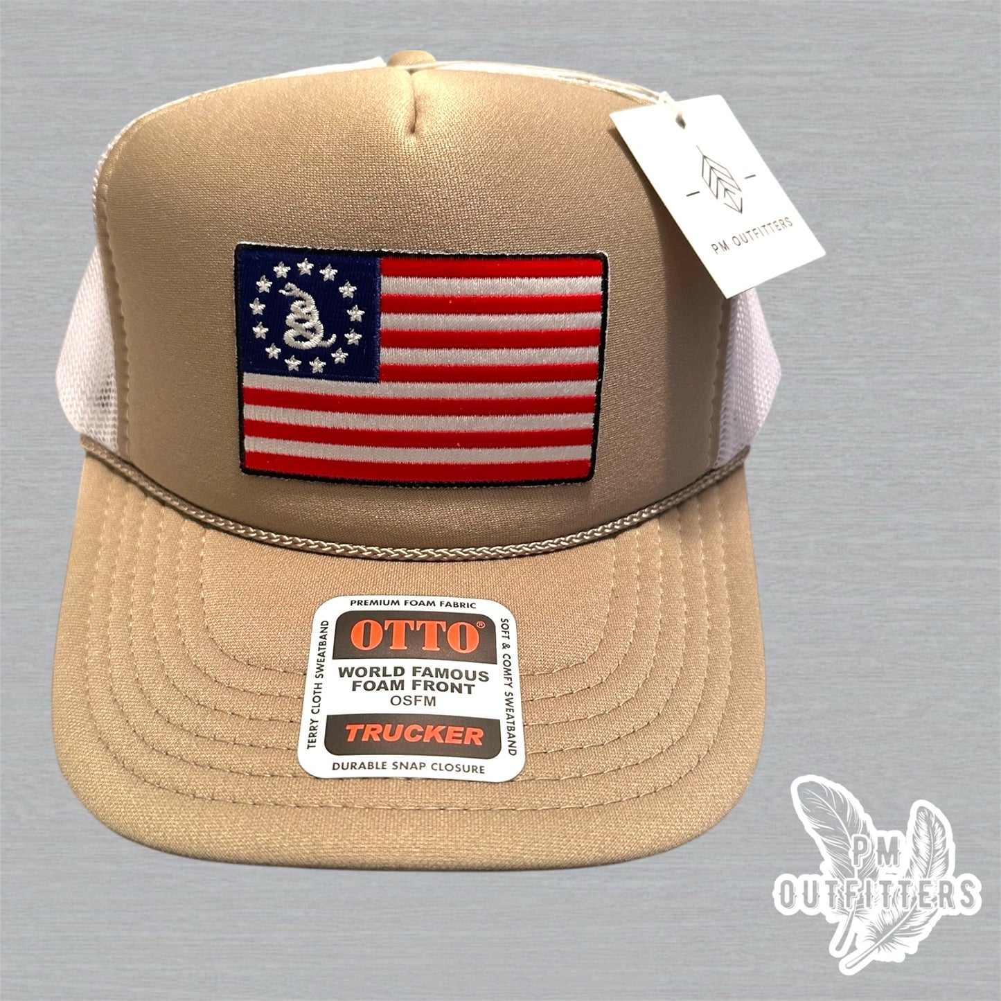Vintage Betsy Ross Gadsden Snake Flag Foam Front Rope Trucker Hat