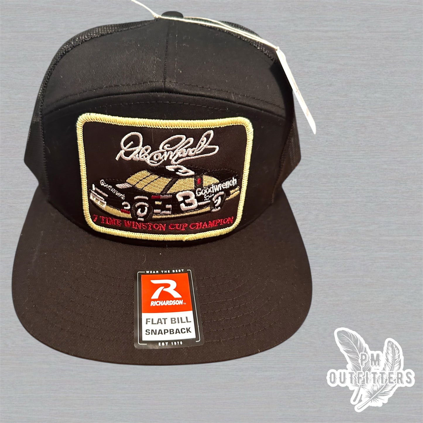 Dale Earnhardt 7 Time Winston Cup Champion Richardson 168 Trucker Hat - NASCAR Legend Black Snapback