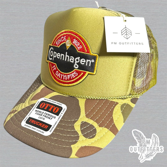 Vintage Copenhagen Logo Foam Front Camo Rope Trucker Hat