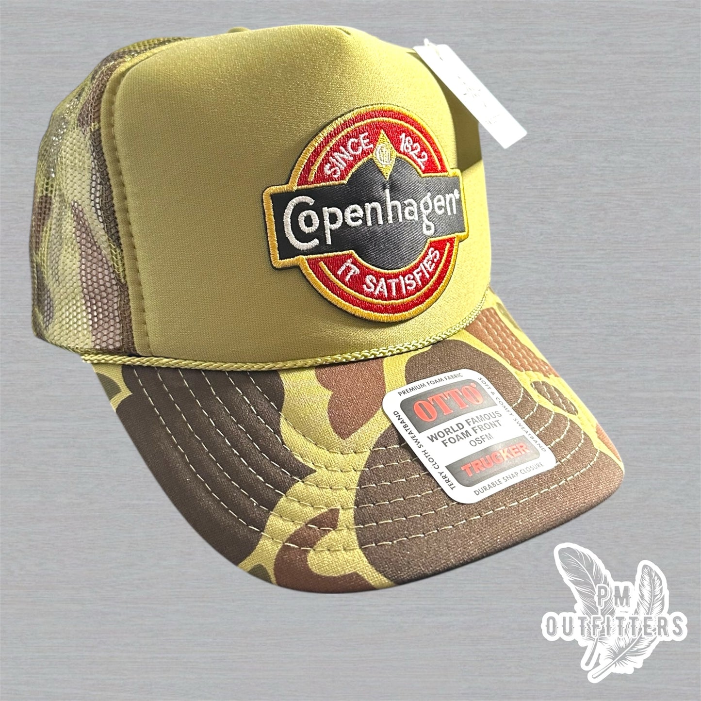 Vintage Copenhagen Logo Foam Front Camo Rope Trucker Hat