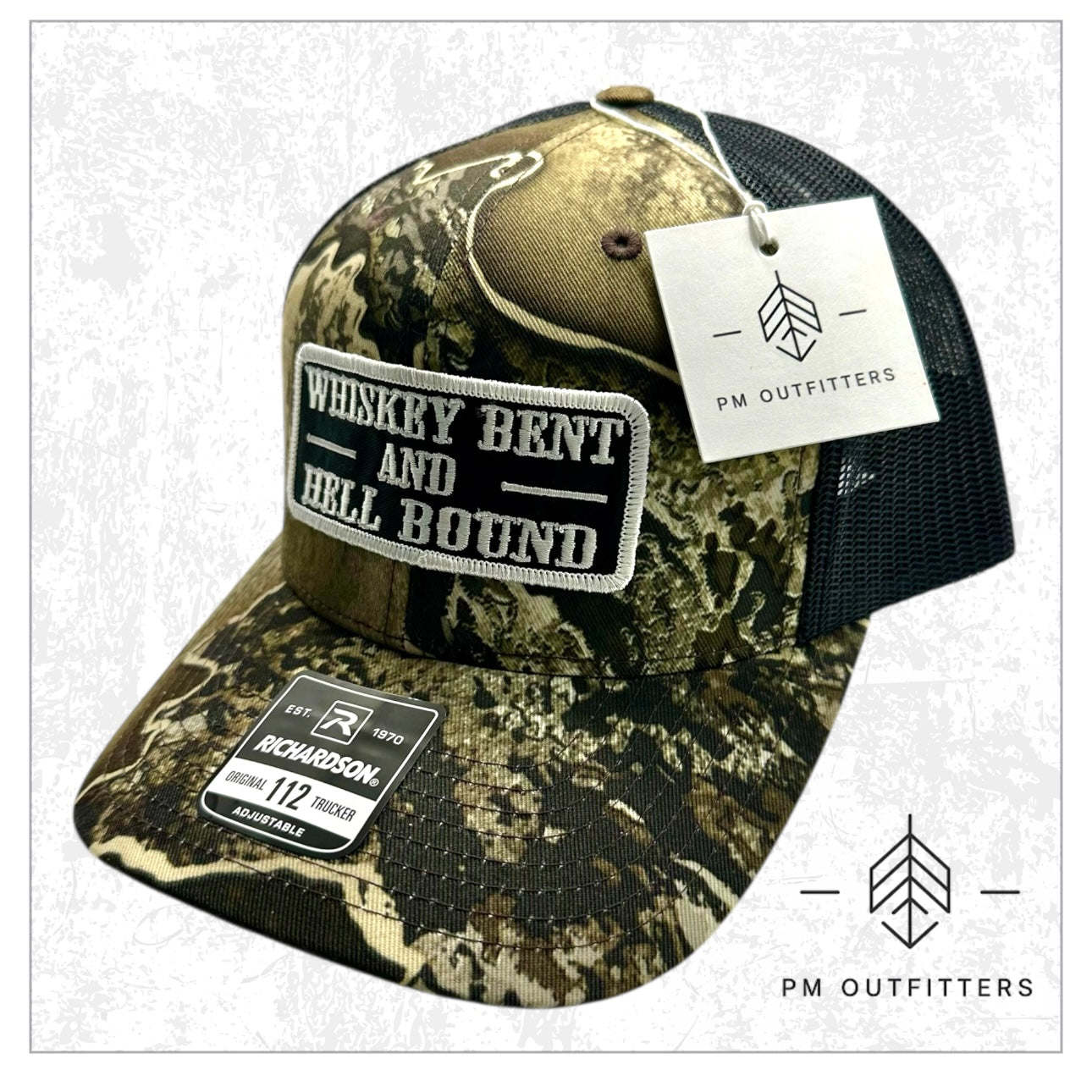 Whiskey Bent and Hell Bound Retro Realtree Excape Camo Trucker Hat