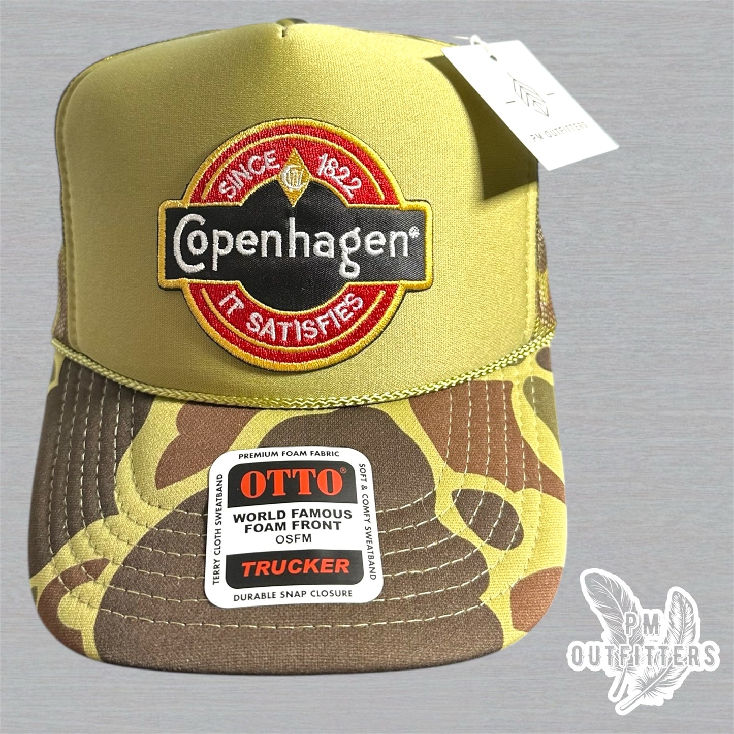 Vintage Copenhagen Logo Foam Front Camo Rope Trucker Hat