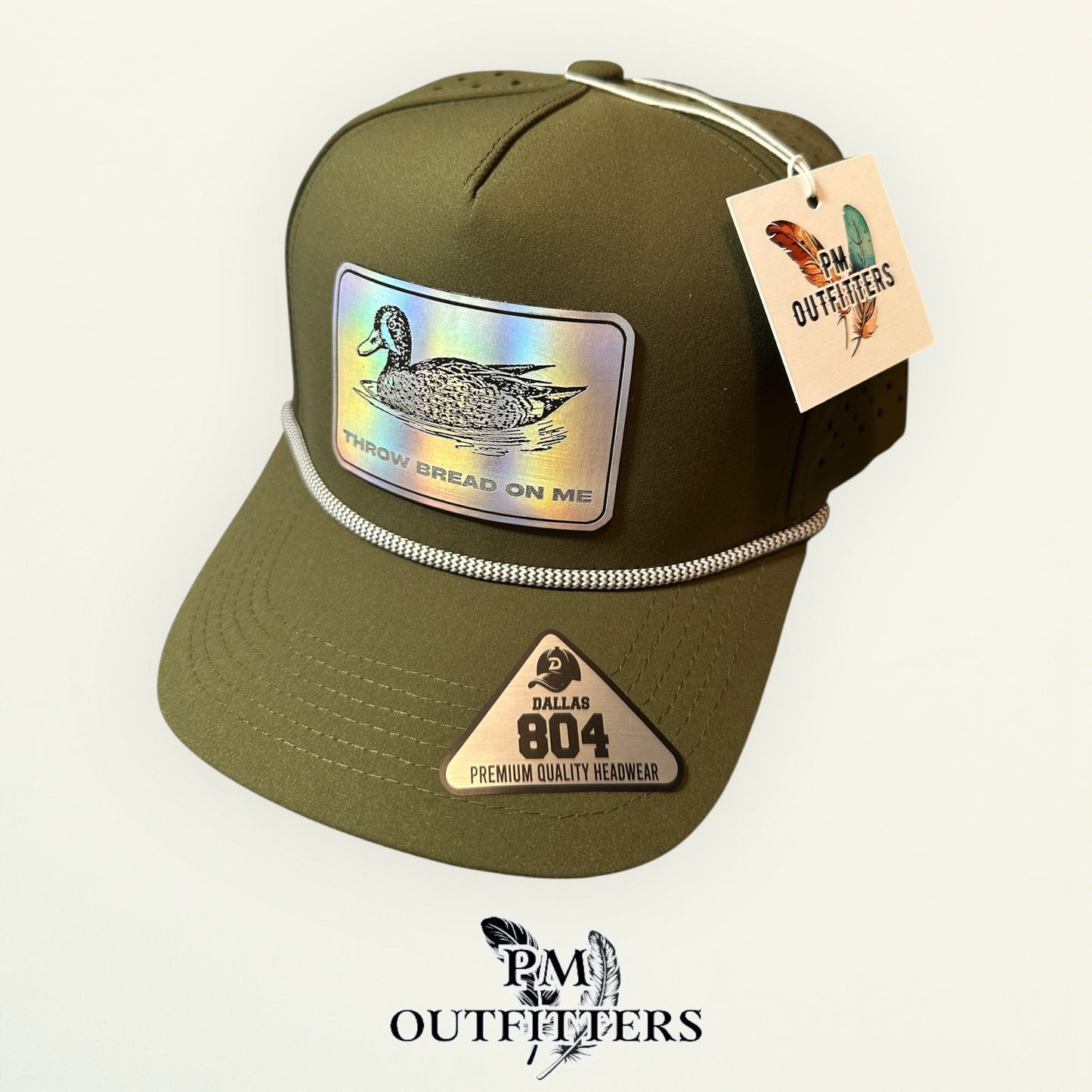 Throw Bread On Me Duck Hat | PM Outfitters Holographic Laser Patch | Dallas 804 Olive Green Waterproof Rope