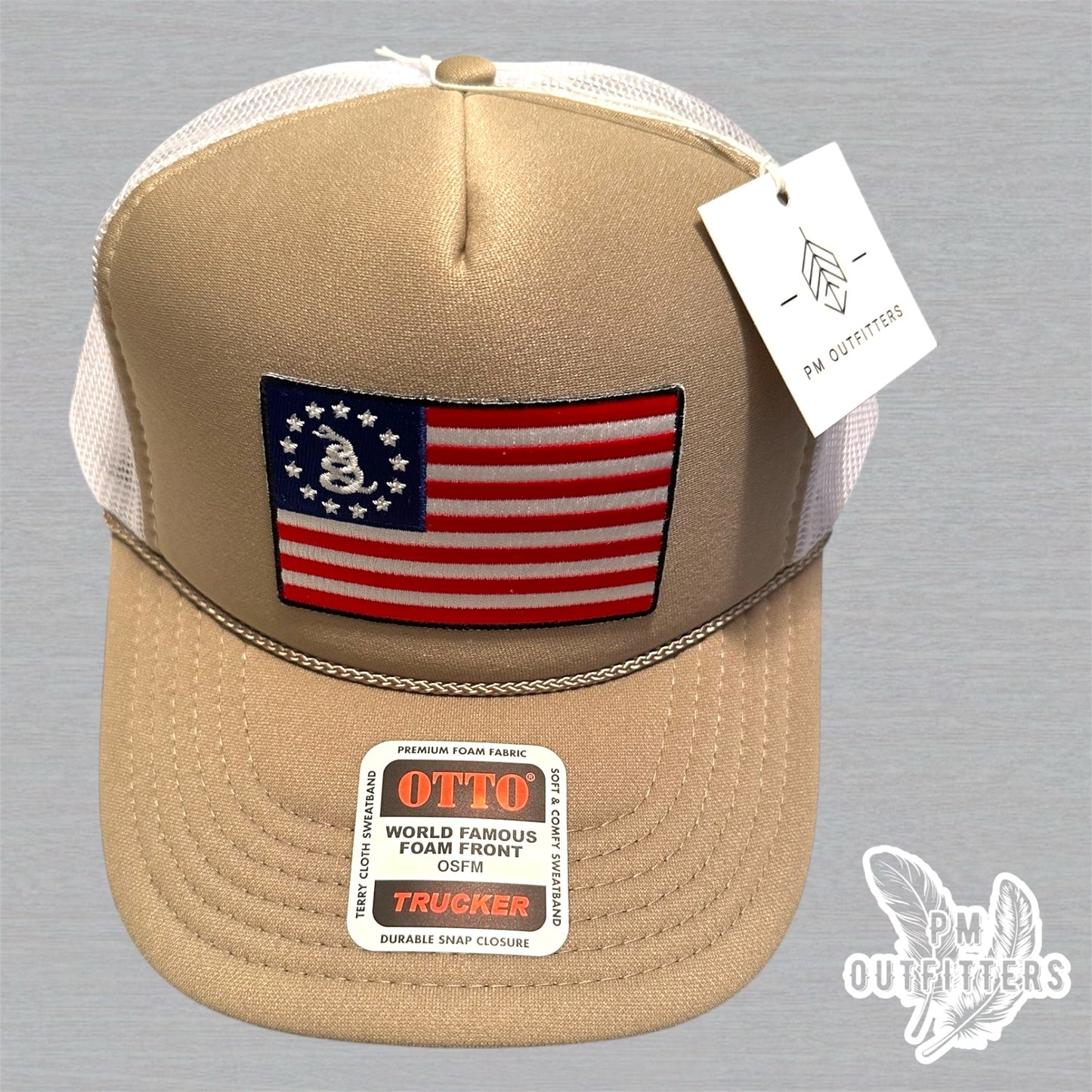 Vintage Betsy Ross Gadsden Snake Flag Foam Front Rope Trucker Hat