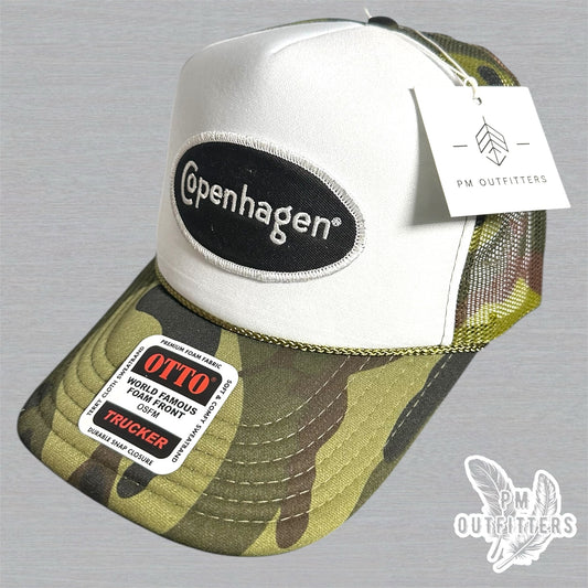 Vintage Copenhagen Tobacco Foam Front Camo Rope Trucker Hat