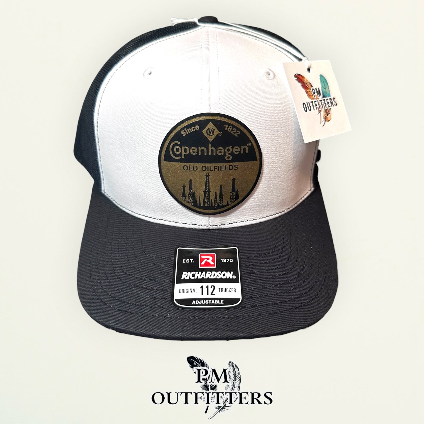 Copenhagen Old Oilfields Hat — Richardson 112 White & Black Custom Design