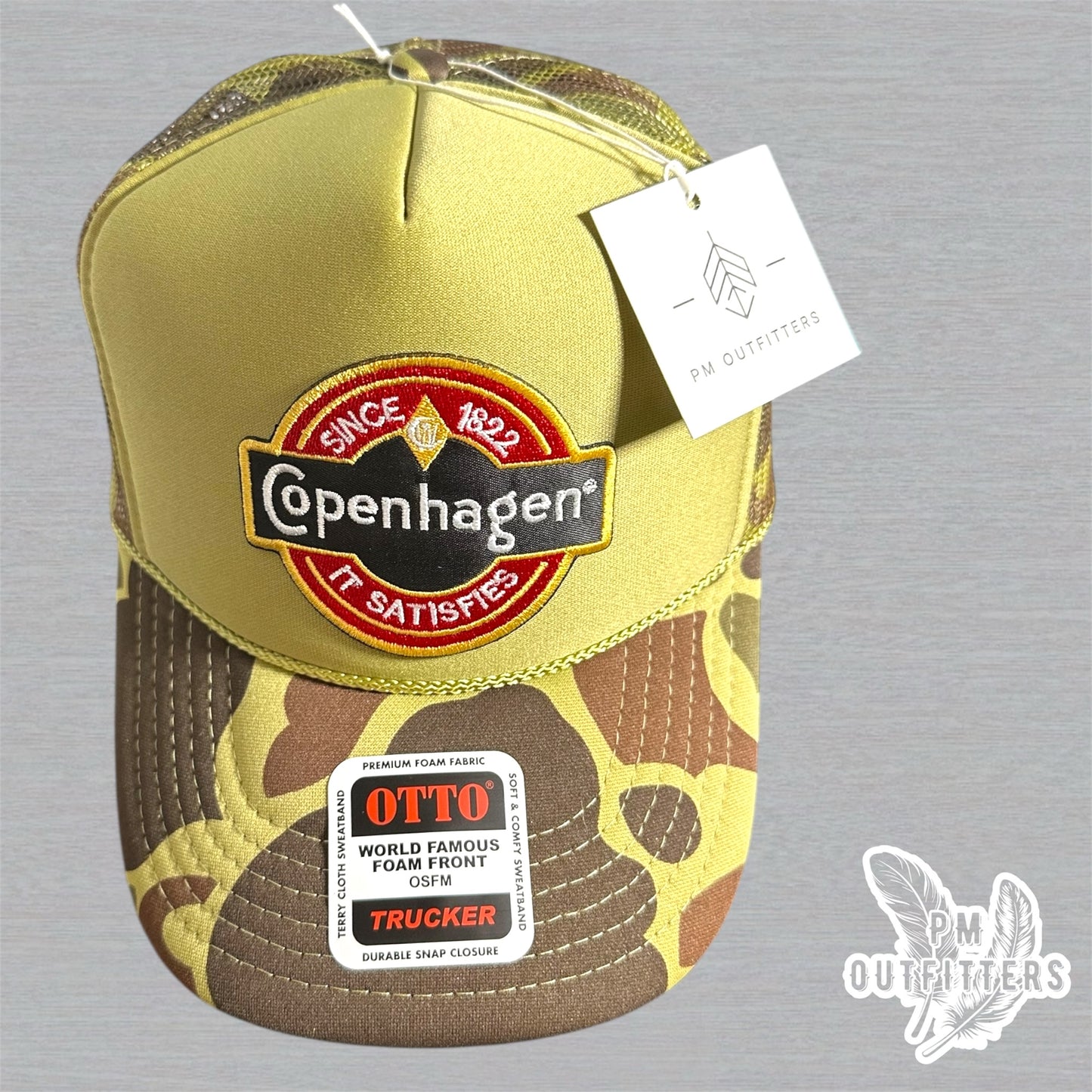 Vintage Copenhagen Logo Foam Front Camo Rope Trucker Hat
