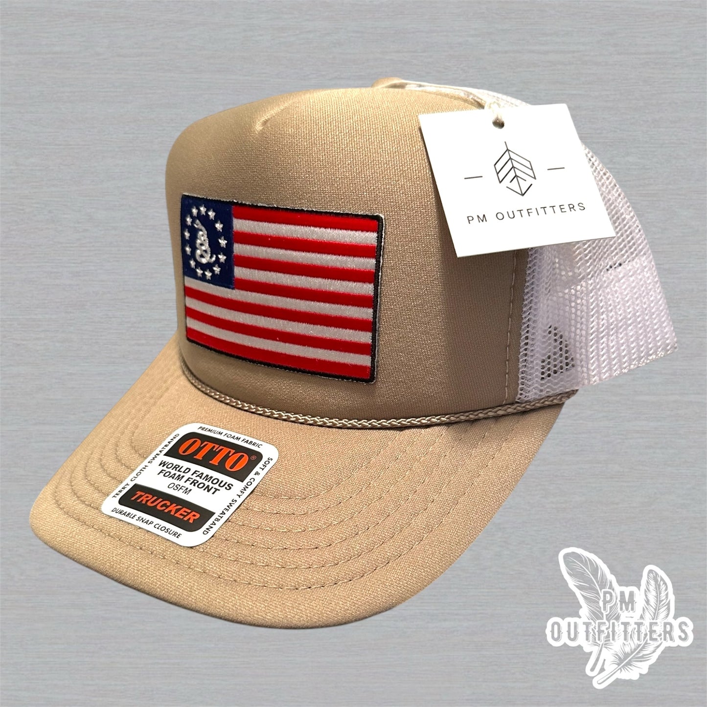 Vintage Betsy Ross Gadsden Snake Flag Foam Front Rope Trucker Hat