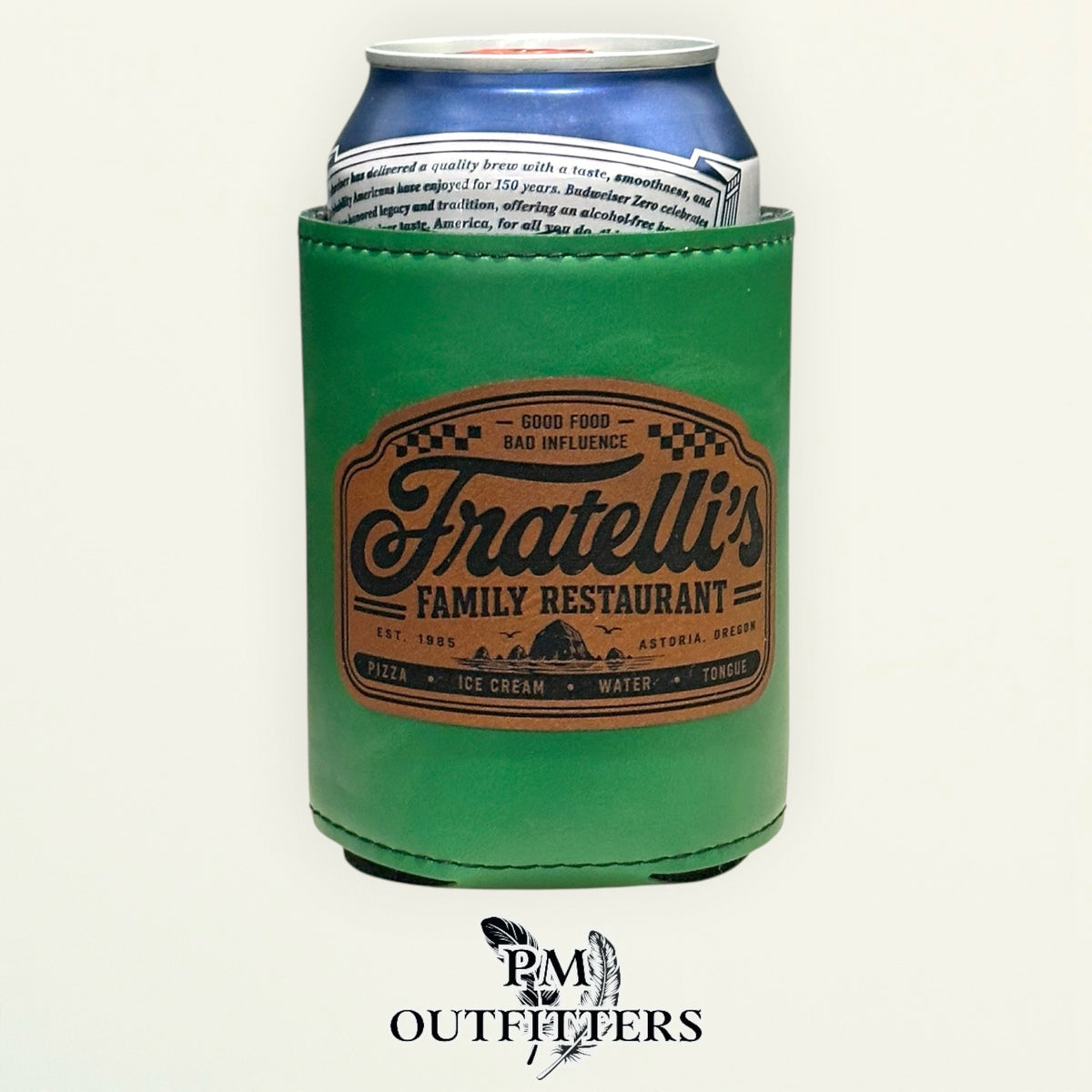 PM Outfitters Laser Engraved Fratelli's Family Restaurant Leatherette Koozie