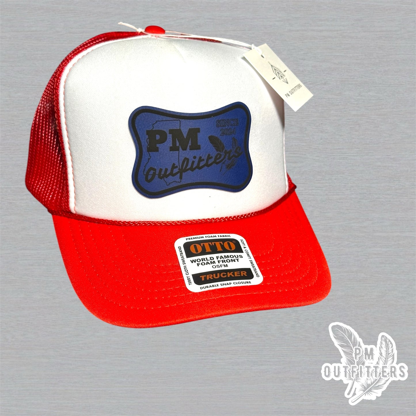 PM Outfitters Ole Miss Logo Design Foam Front Rope Trucker Hat