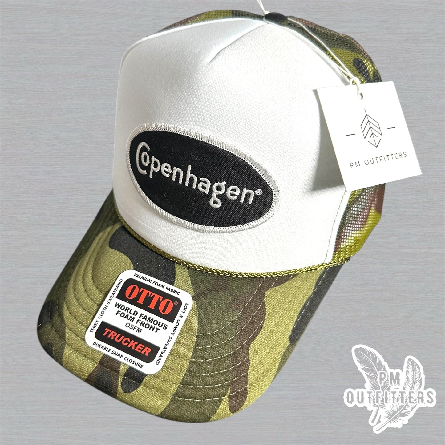 Vintage Copenhagen Tobacco Foam Front Camo Rope Trucker Hat