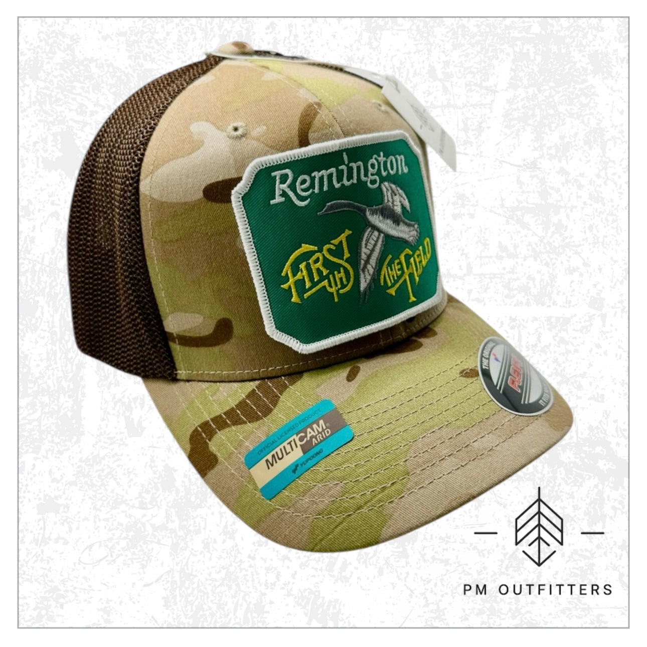 Vintage Remington Firearms “First in the Field” Camo FlexFit Trucker