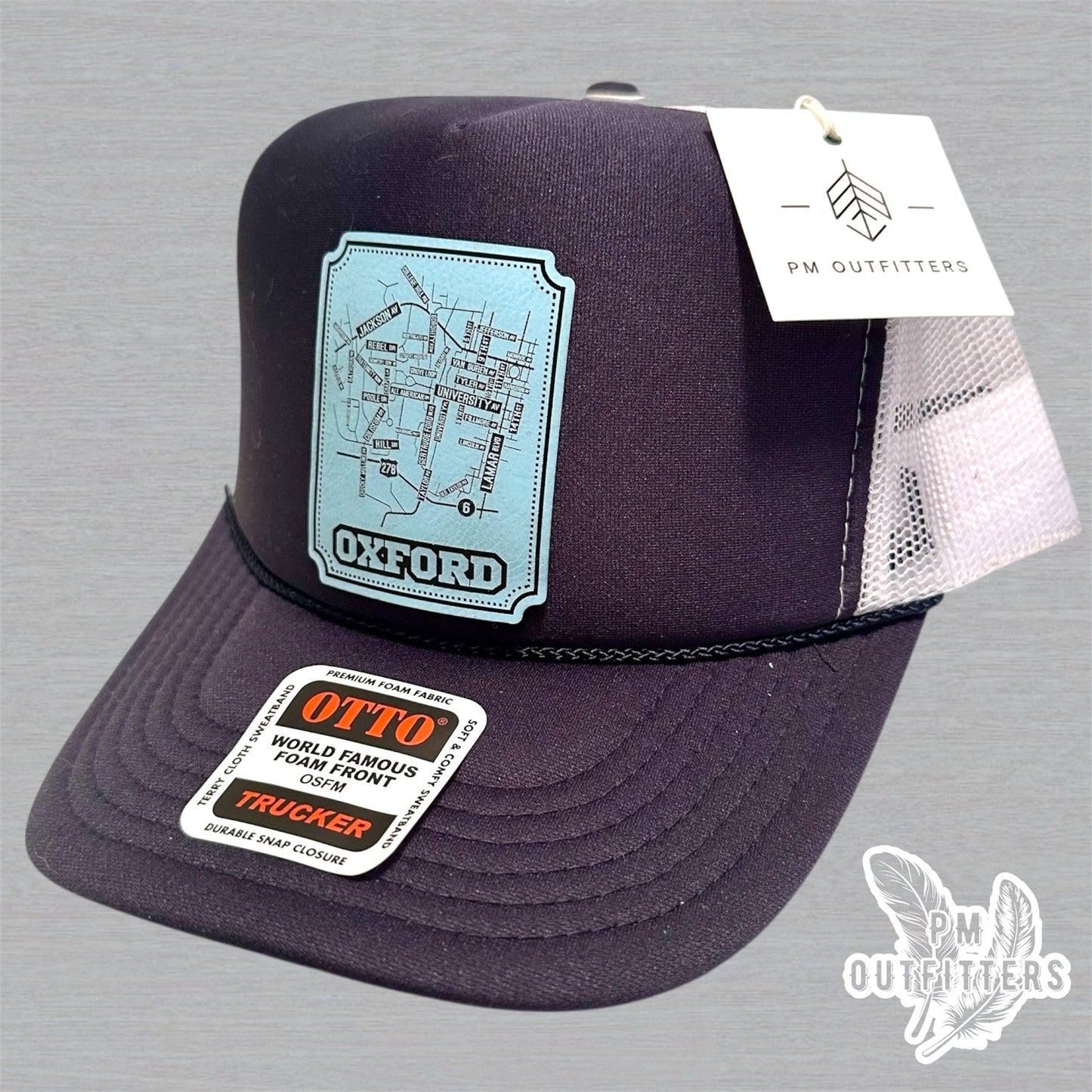 Custom Design Ole Miss Oxford Map Foam Front Rope Trucker Hat