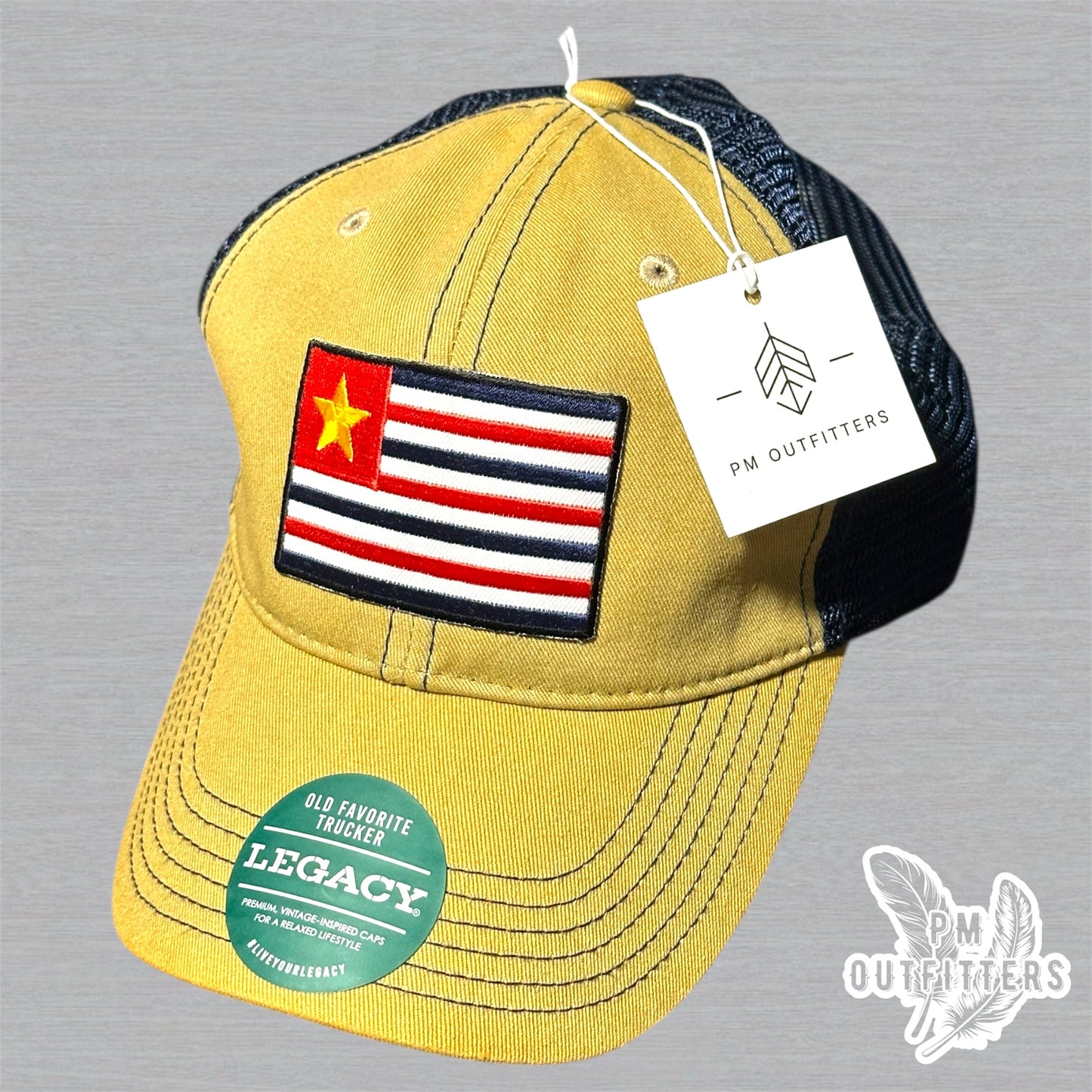 Retro 1861 Louisiana State Flag Patch - Khaki & Navy Legacy Trucker Hat