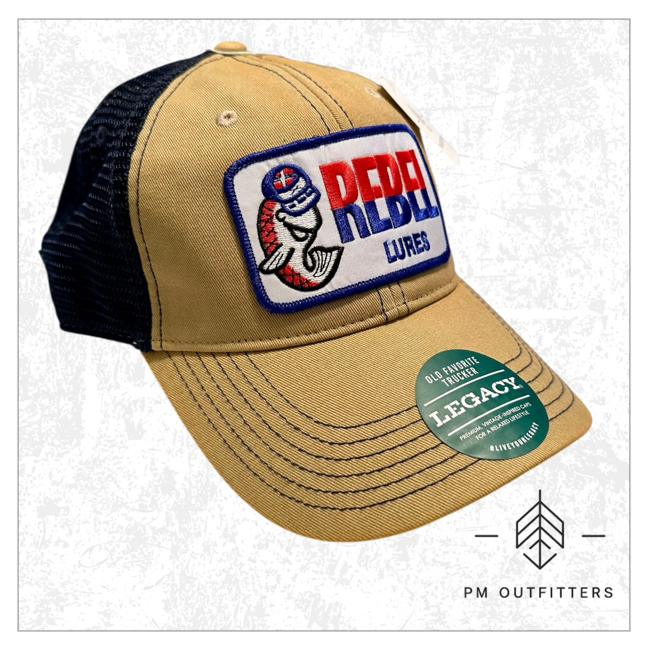 Rebel Lures Fishing Vintage Patch Low Profile Trucker Hat