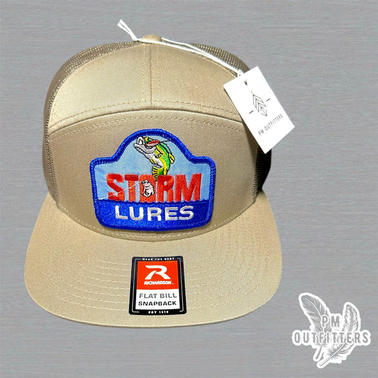 Khaki and Loden Richardson 168 Seven-Panel Trucker Hat with Storm Lures Embroidered Patch