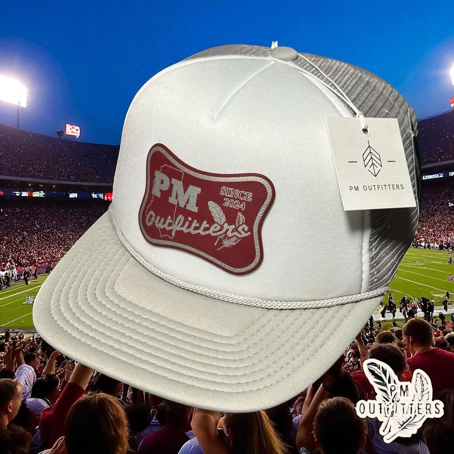 PM Outfitters Mississippi State Logo Design Foam Rope Trucker