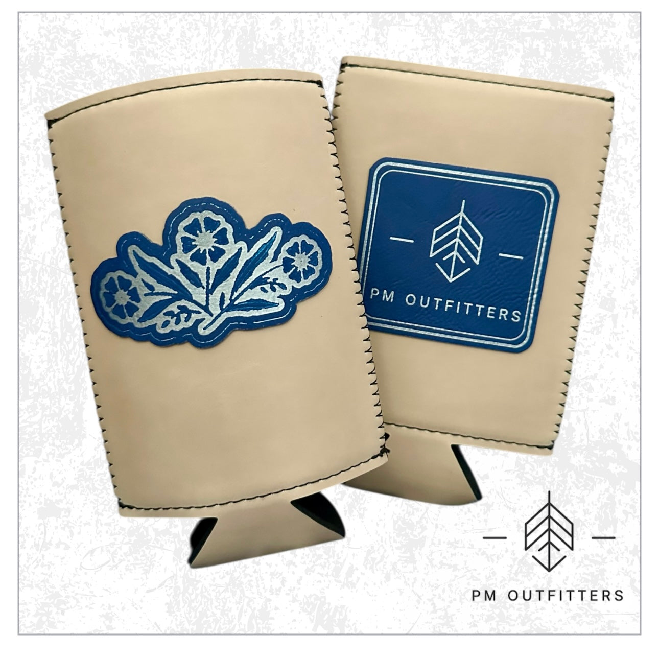 Blue Cornflower Leatherette Slim Can Koozie