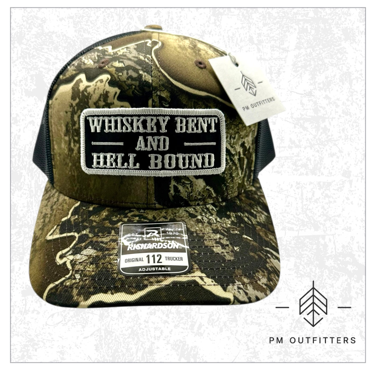 Whiskey Bent and Hell Bound Retro Realtree Excape Camo Trucker Hat