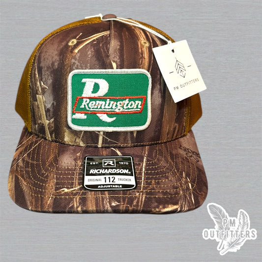 Remington Firearms Vintage Patch Trucker Hat - Richardson 112 Realtree Max-7 Camo