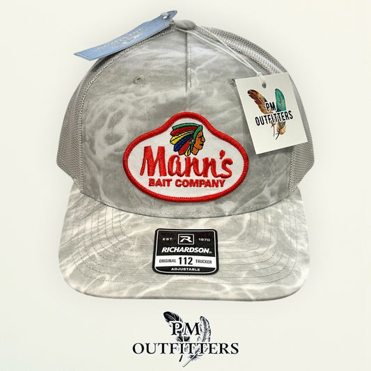 Mann's Bait Company Hat – PM Outfitters Retro Patch | Richardson 112 Mossy Oak Bonefish Camo