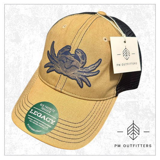 PM Outfitters Blue Crab Custom Design Low-Profile Meshback Hat