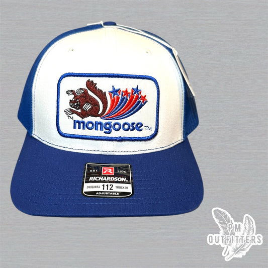 Mongoose BMX Trucker Hat - Retro Patch Richardson 112 Royal Blue White