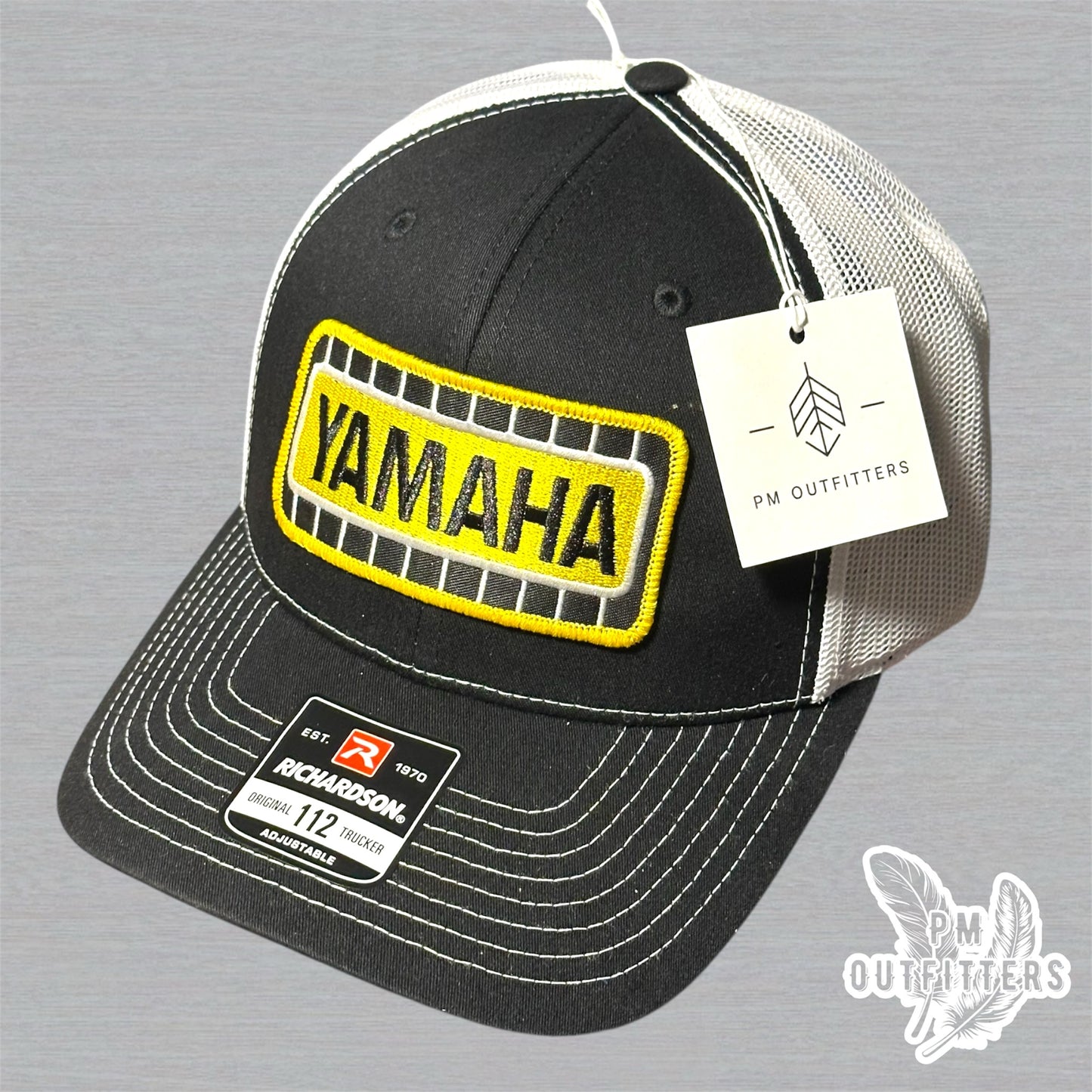 Vintage Style Yamaha Embroidered Patch Black & White Richardson 112 Trucker Hat