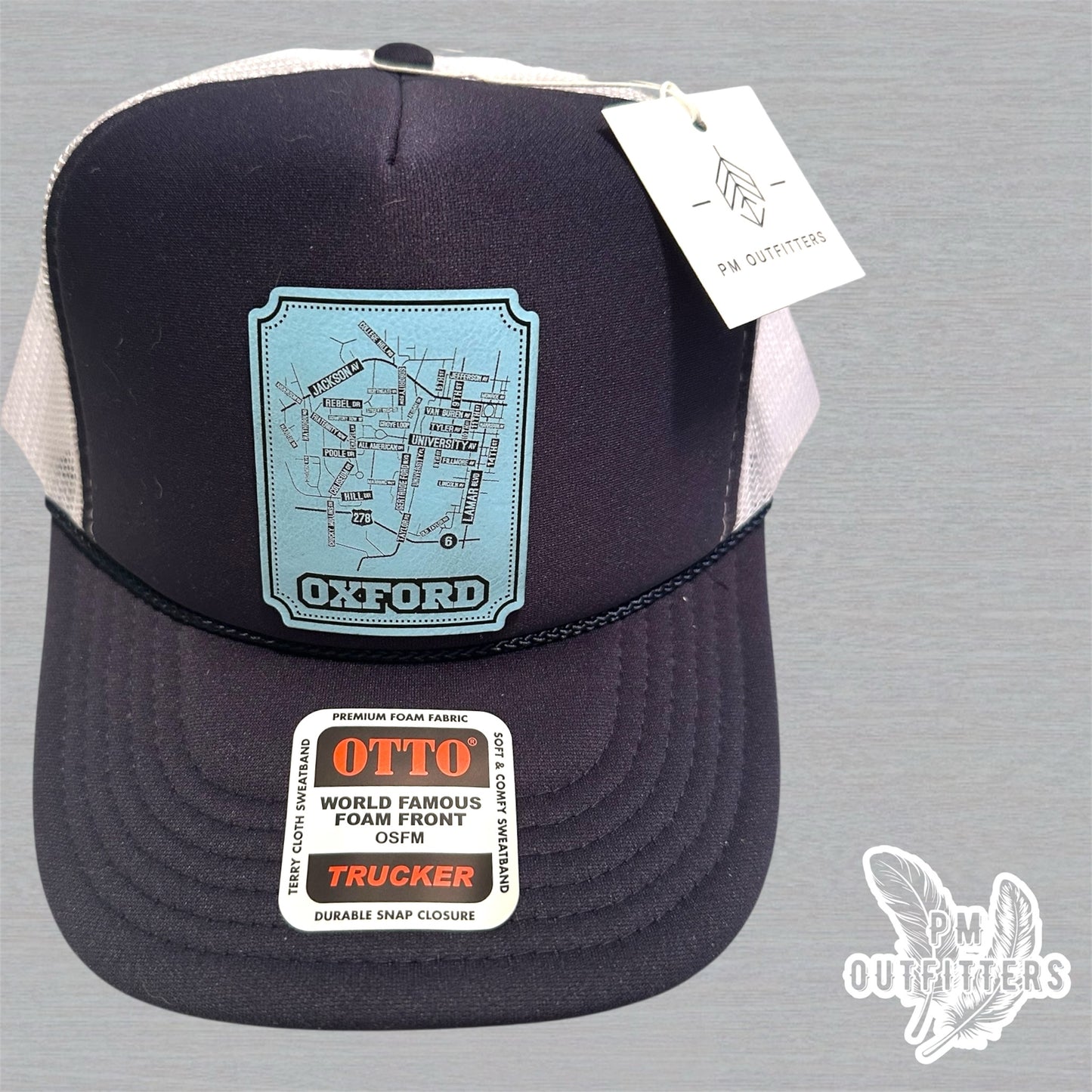 Custom Design Ole Miss Oxford Map Foam Front Rope Trucker Hat