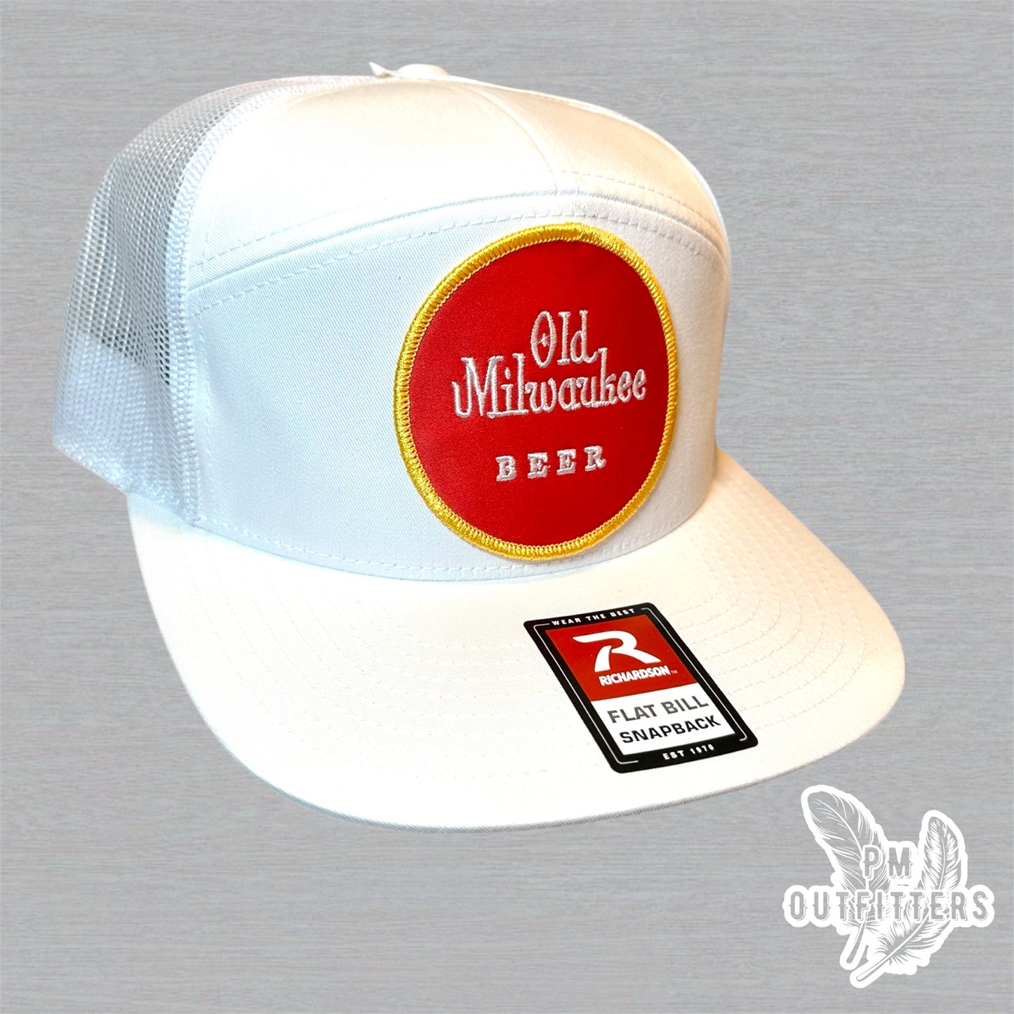 Retro Old Milwaukee Beer Patch 7 Panel Trucker