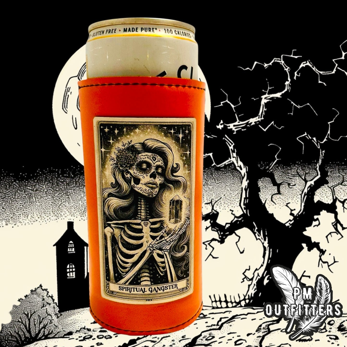 Spiritual Gangster Tarot Card Custom Design Leatherette Slim Can Koozie