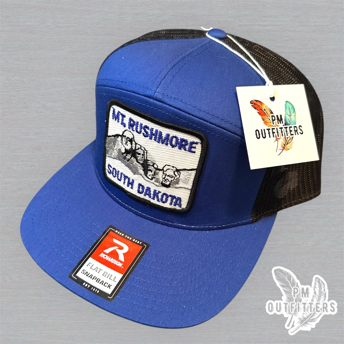 Vintage Mount Rushmore Patch Trucker Hat - Richardson 168 Blue Black
