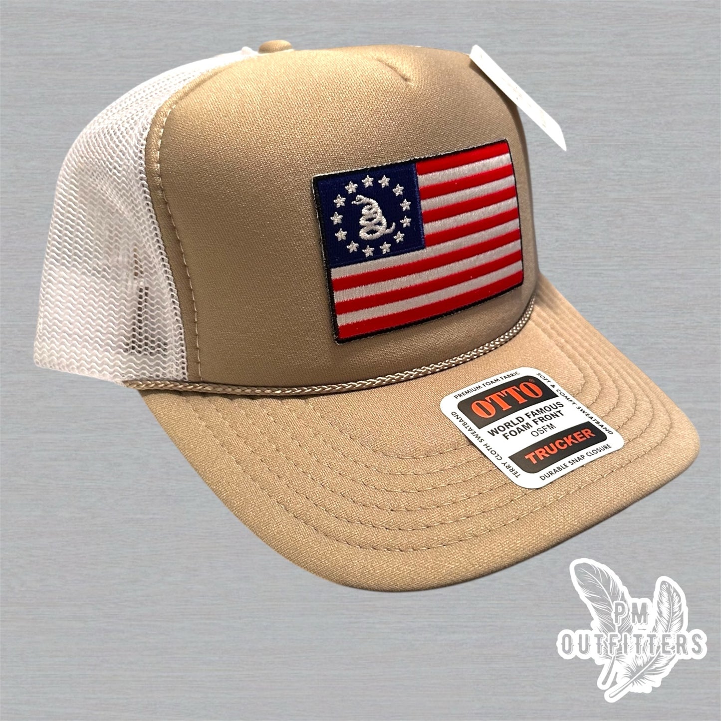 Vintage Betsy Ross Gadsden Snake Flag Foam Front Rope Trucker Hat