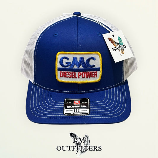 GMC Diesel Power True Vintage Patch Trucker Hat – PM Outfitters | Richardson 112 Royal Blue White Authentic Trucking Heritage