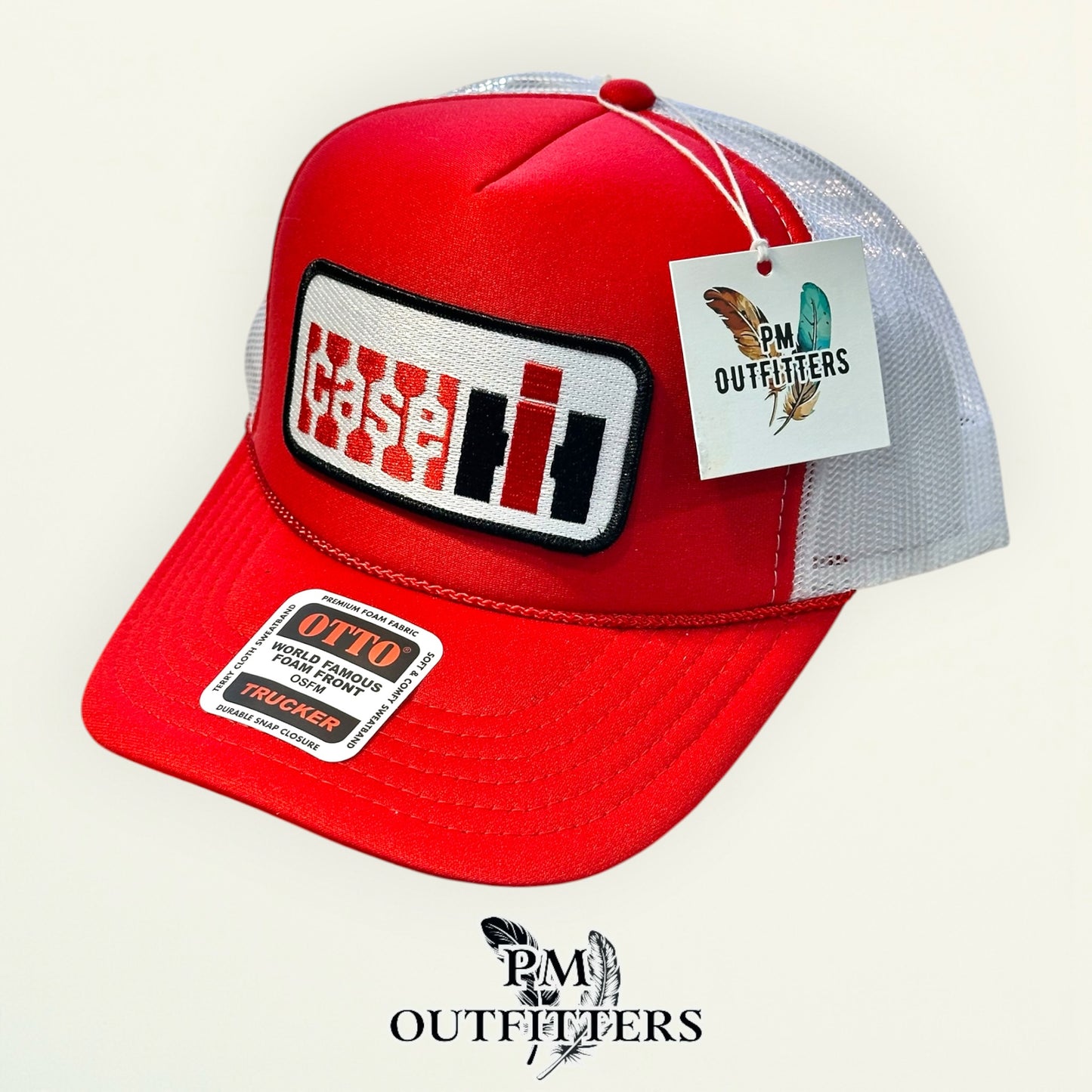Case IH Trucker Hat – PM Outfitters Farm Equipment Patch | Otto Foam Front Red & White